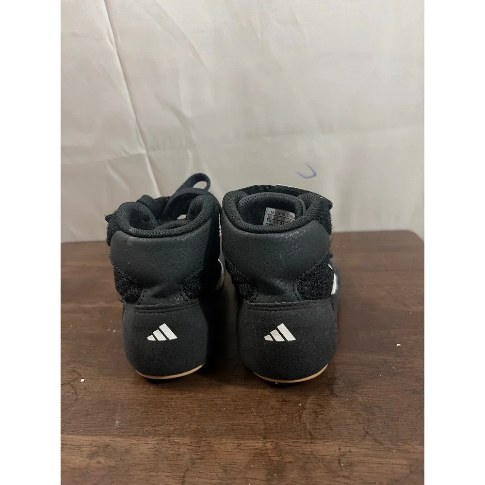 Adidas HVC 2 Wrestling Shoes Kids 13K Black White Excellent High Top AQ3327